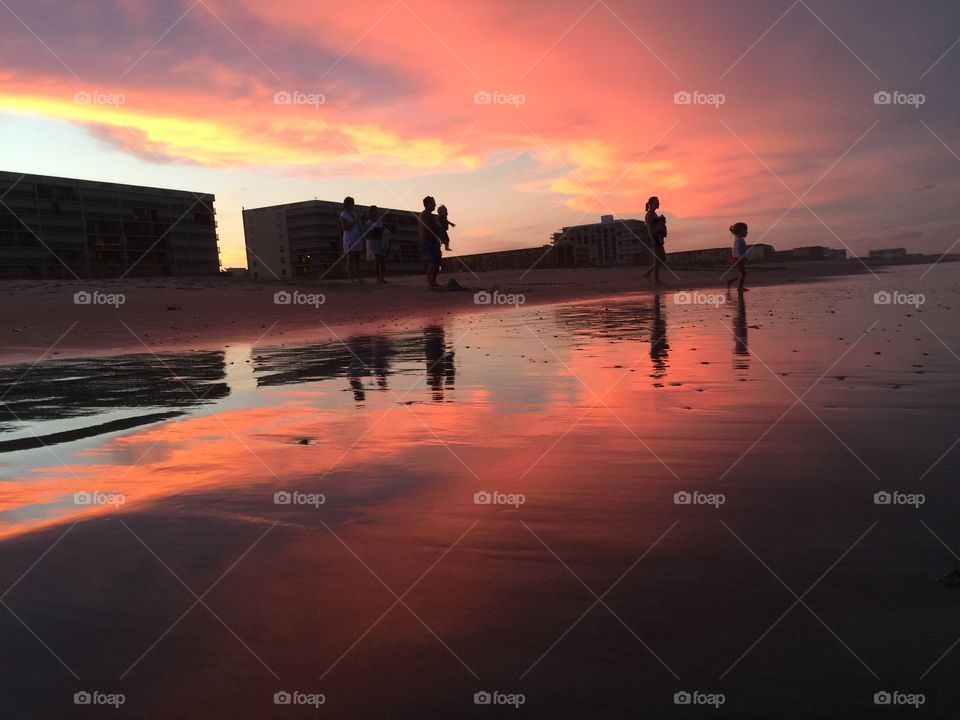 beach silhouette and beautiful scenery 