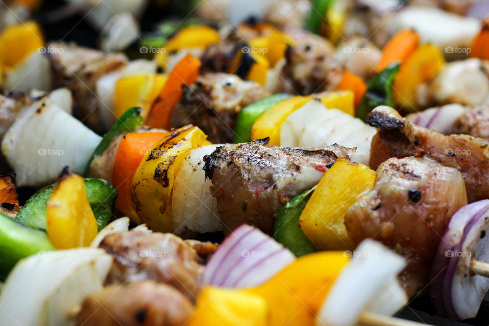 Vegetable and Chicken Skewers on the Grill