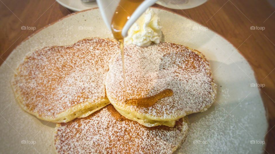Dessert, Pancakes with Syrup topped