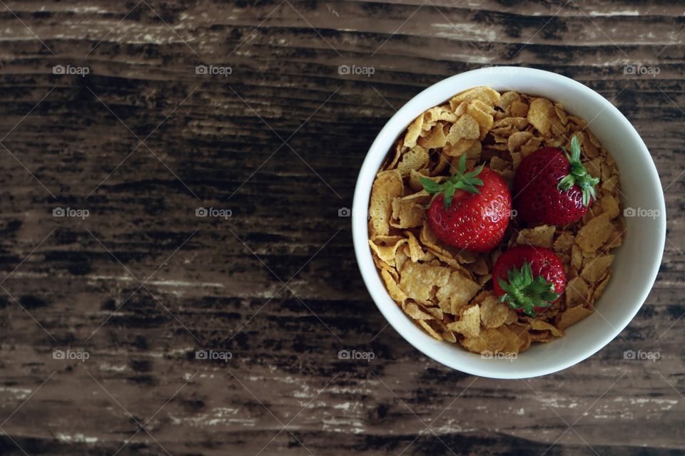 Cereal Breakfast with strawberry's