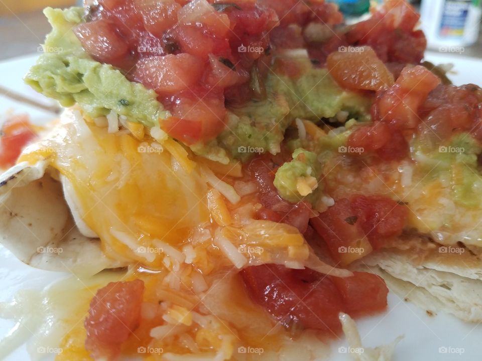 salsa, guac, and burrito lunch