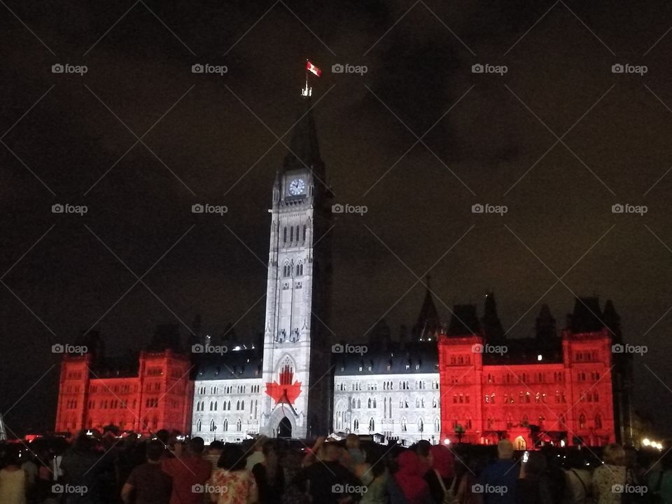 Parliament of Canada in Ottawa light up for Canada 150's celebrations