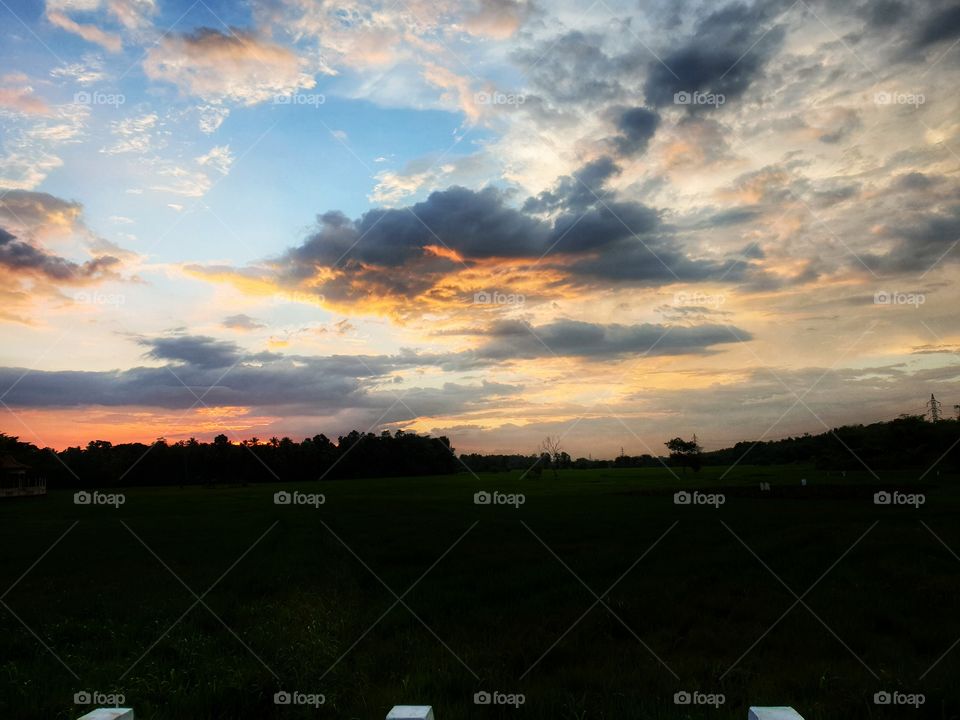 Chaotic sky in sunset
