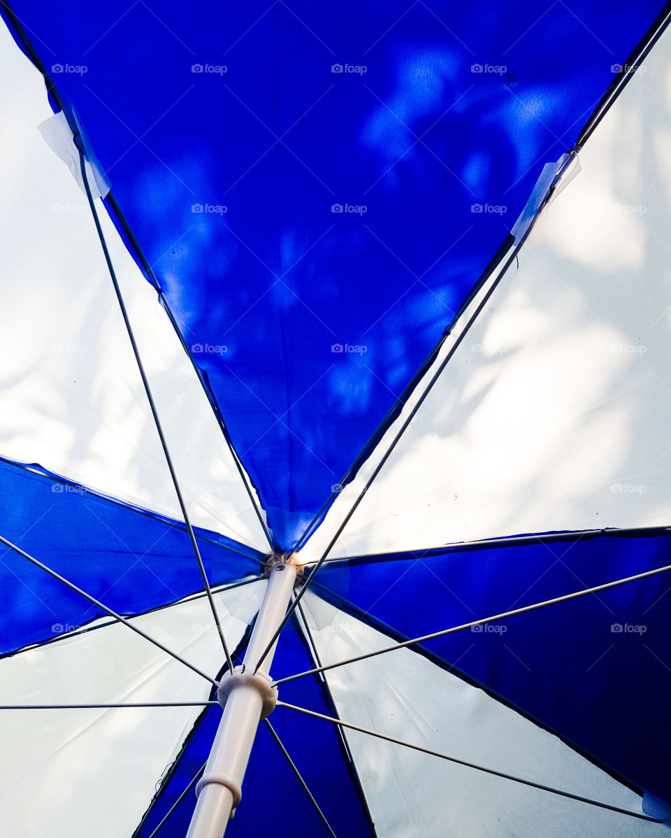 Blue and White Umbrella Abstract Minimal Pattern