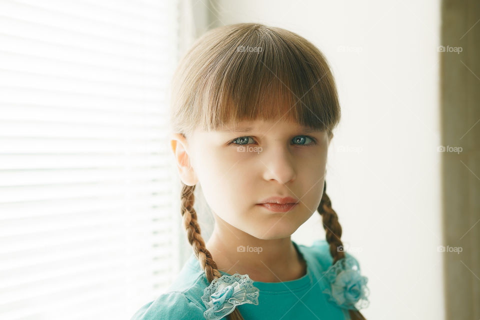 Girl with two pigtails