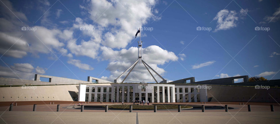 Exploring Parliament House in Canberra, ACT, Australia on a sunny afternoon