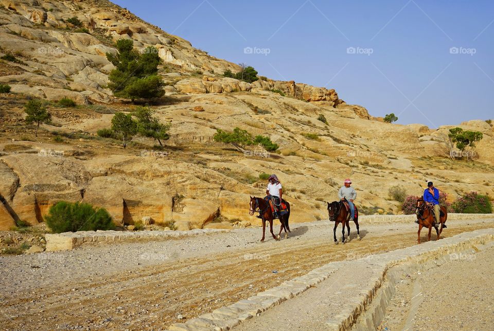 horsemen on the way to Petra, Jordan