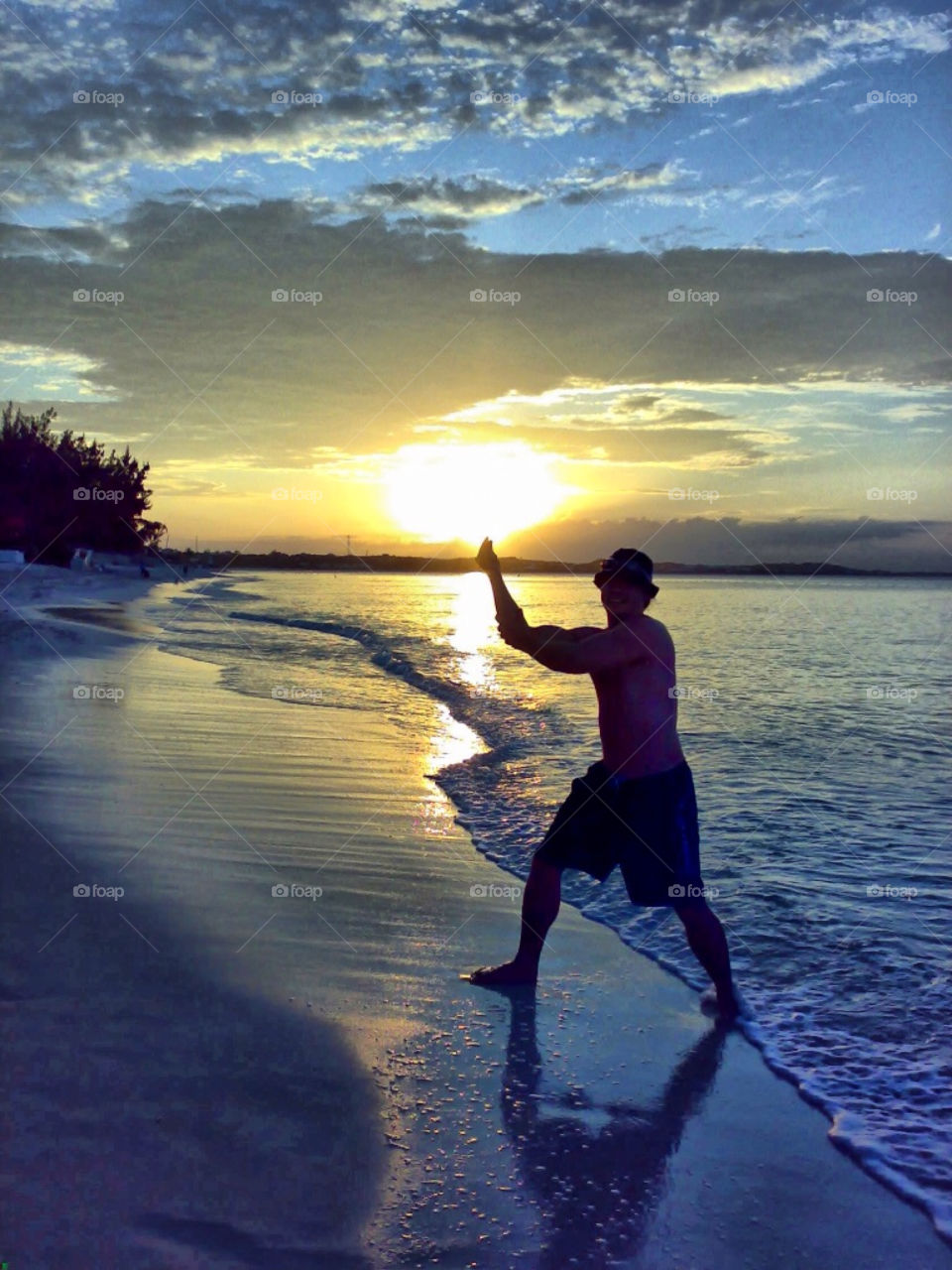 carabean sun beach clouds sand man person sky ocean by angeljack