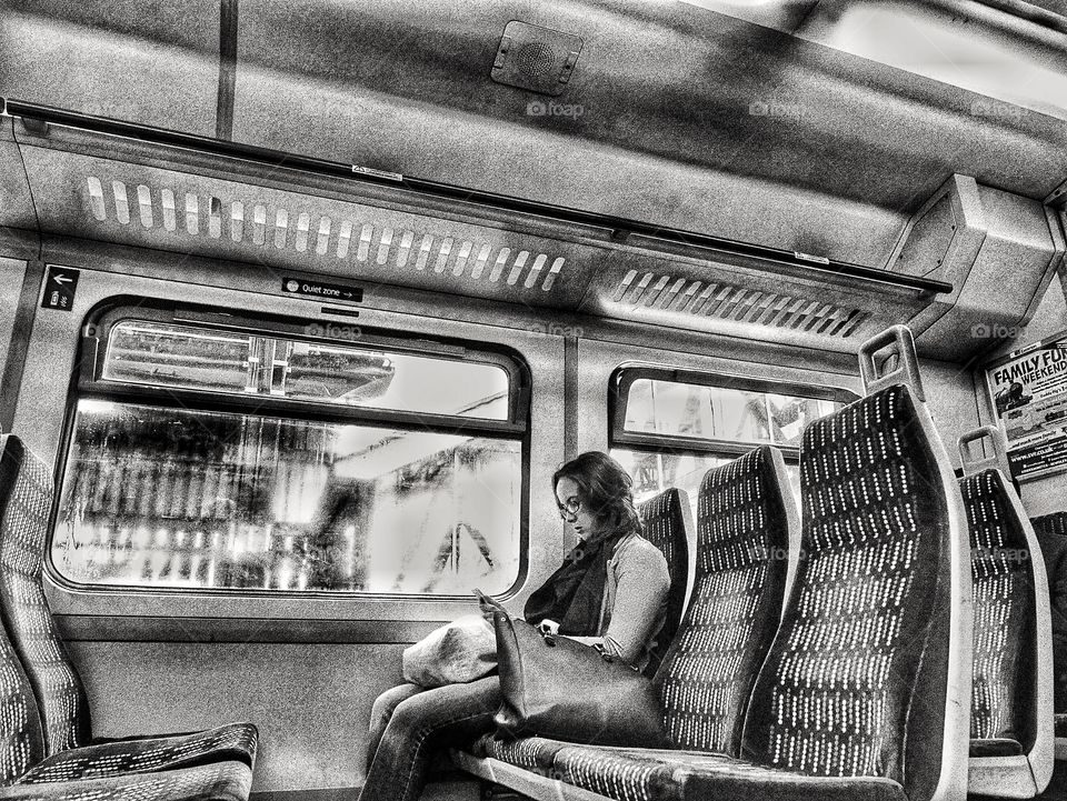 Train. Woman on train