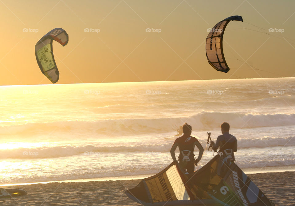 sunset kite surfing portugal by chris220252