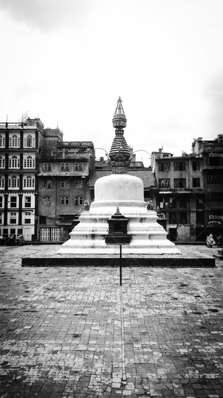 silent place. a beutiful, peaceful buddha square with small stupa.