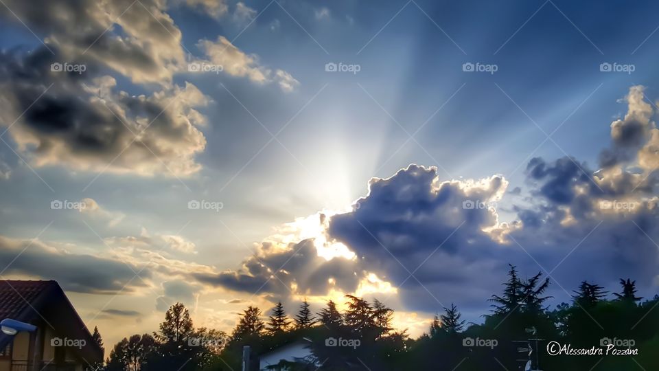 sky sunset evening clouds