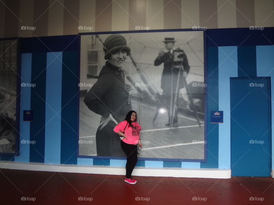 Posing In Chelsea Piers. Saw the opportunity to pose exactly like the background picture