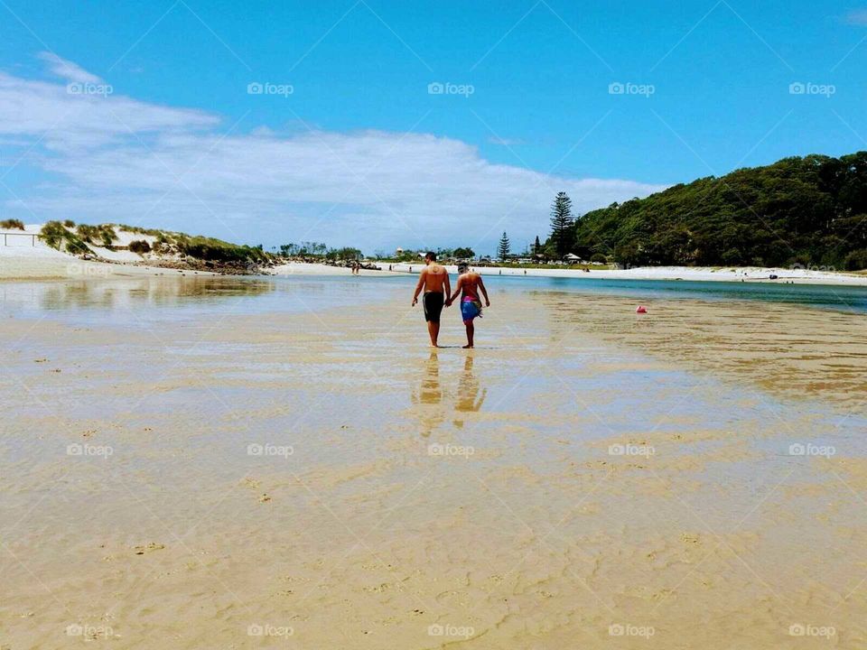 Walking in the beach