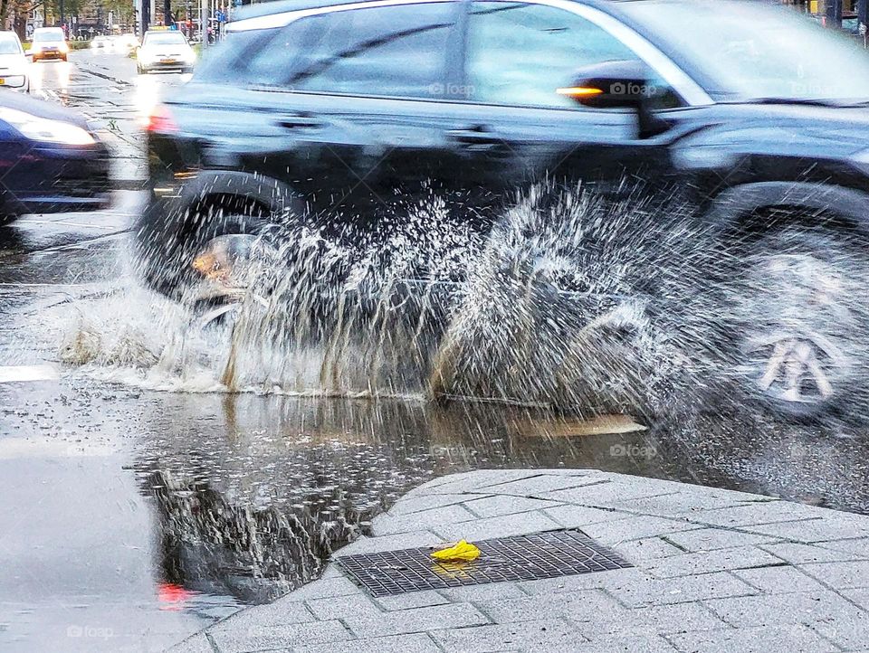 A rainy autumn day in  Rotterdam.