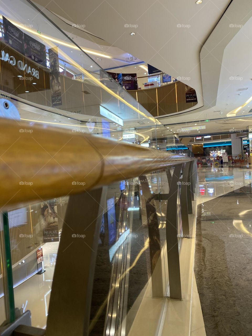 Handrail inside the shopping center