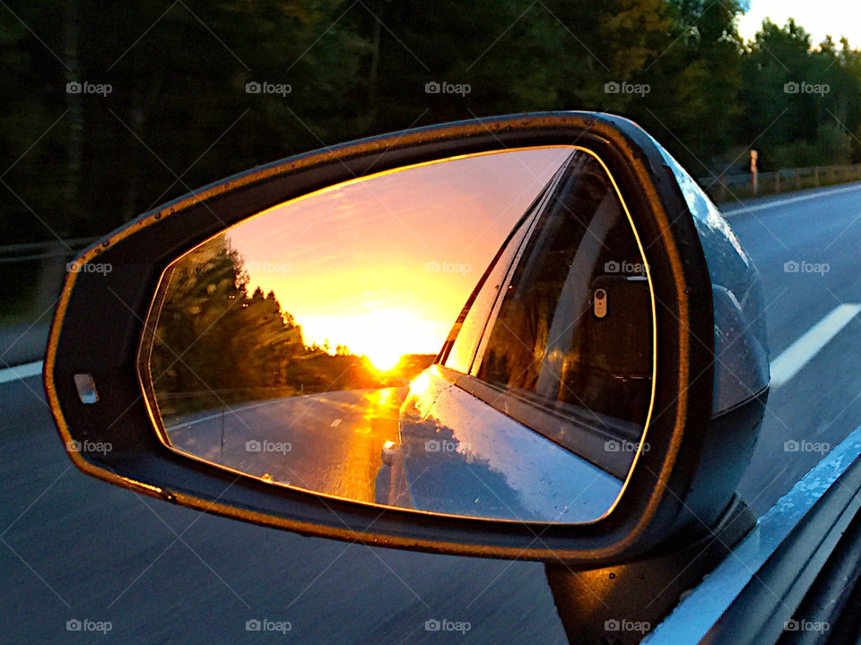 Sunset in the rearview mirror! 
