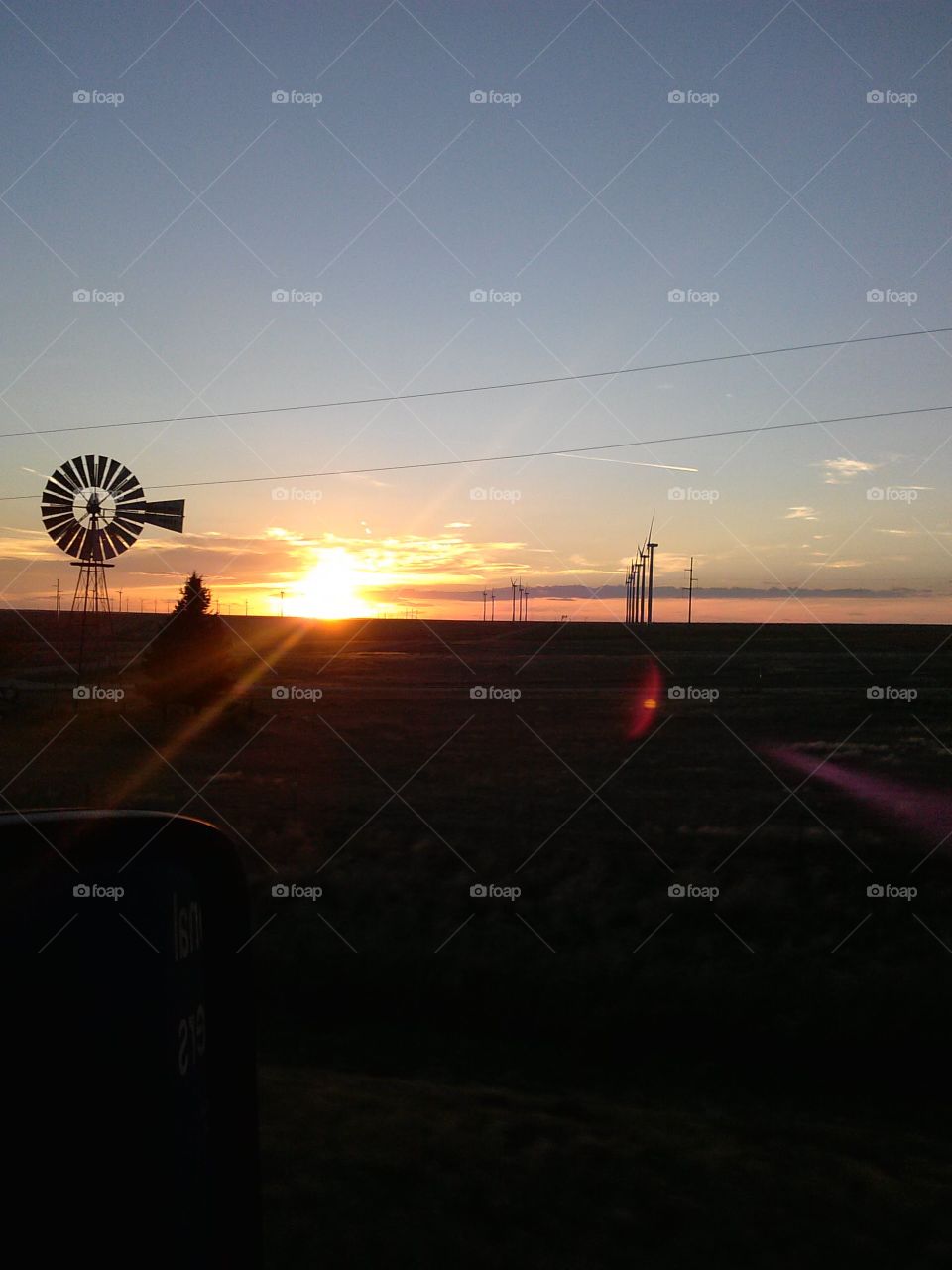 windmill and sunset