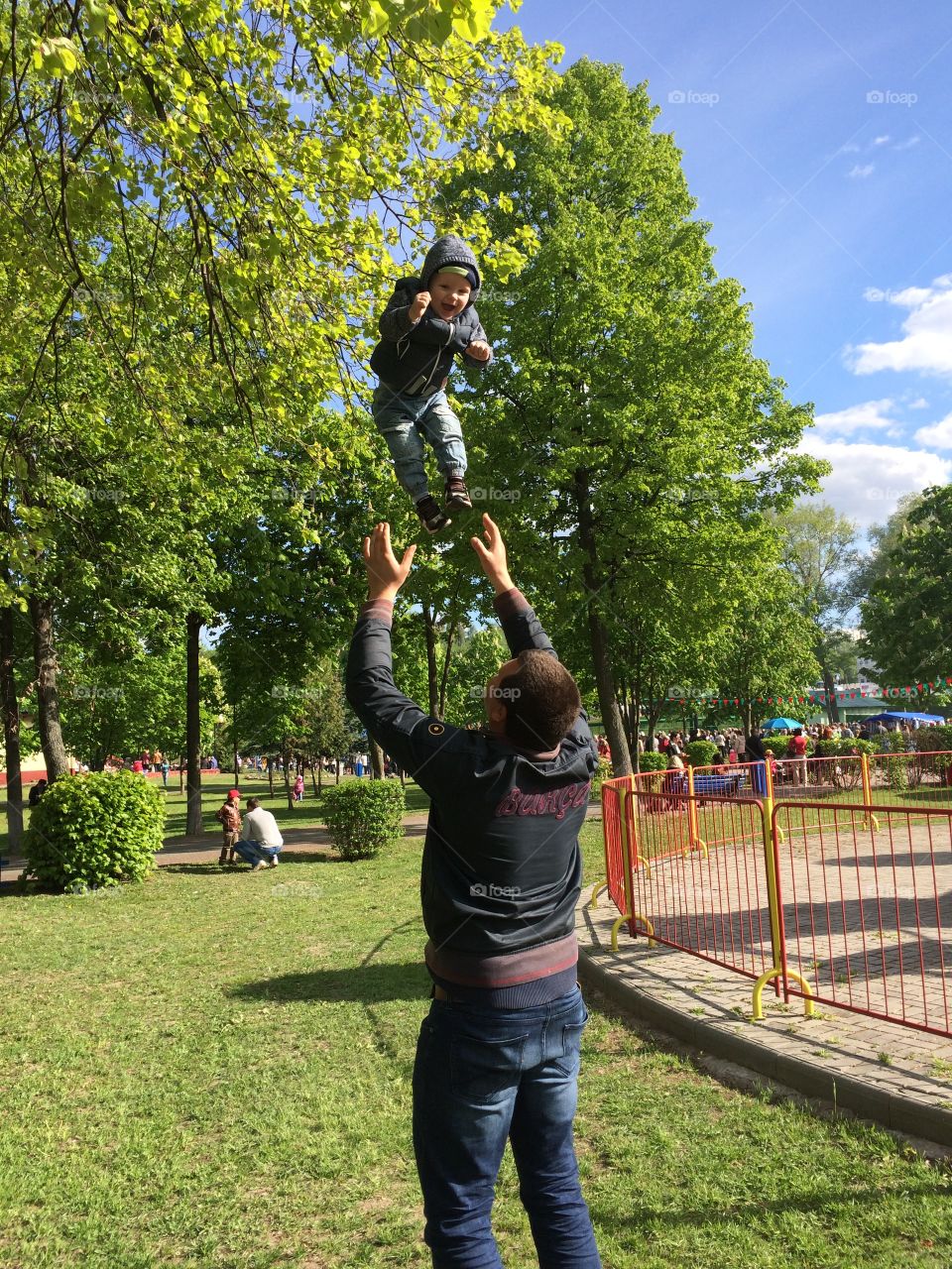 Flying baby . Father's Day and happy flying champ