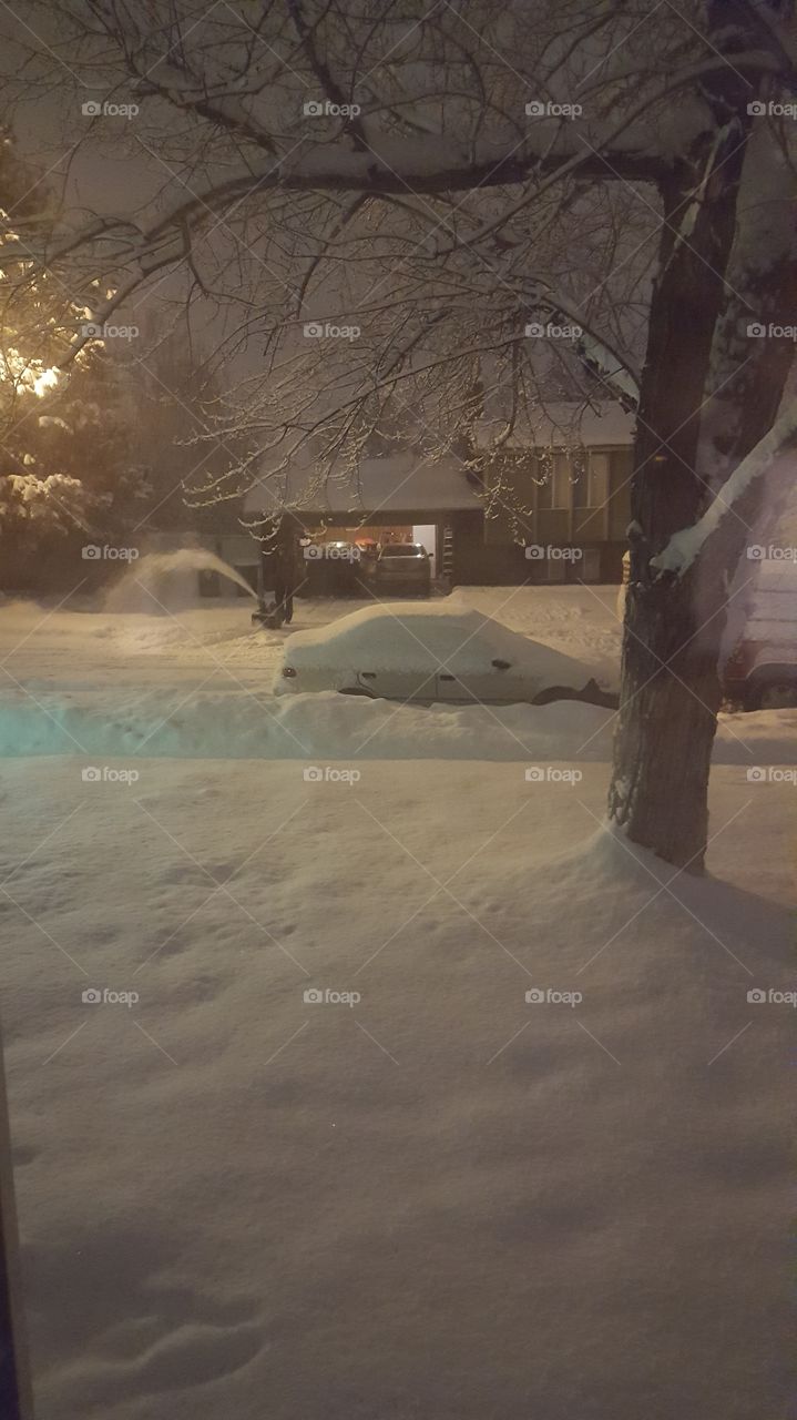 snow blown on Sunday evening