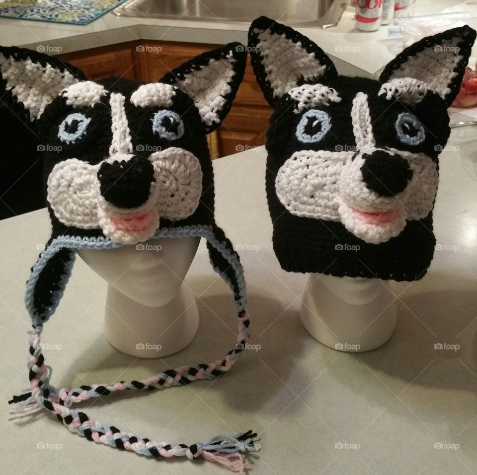 crochet husky hats