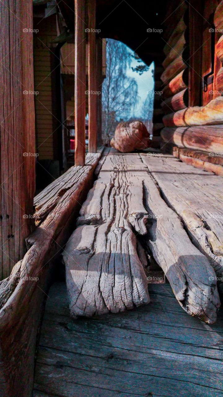 old wooden planks in an log house