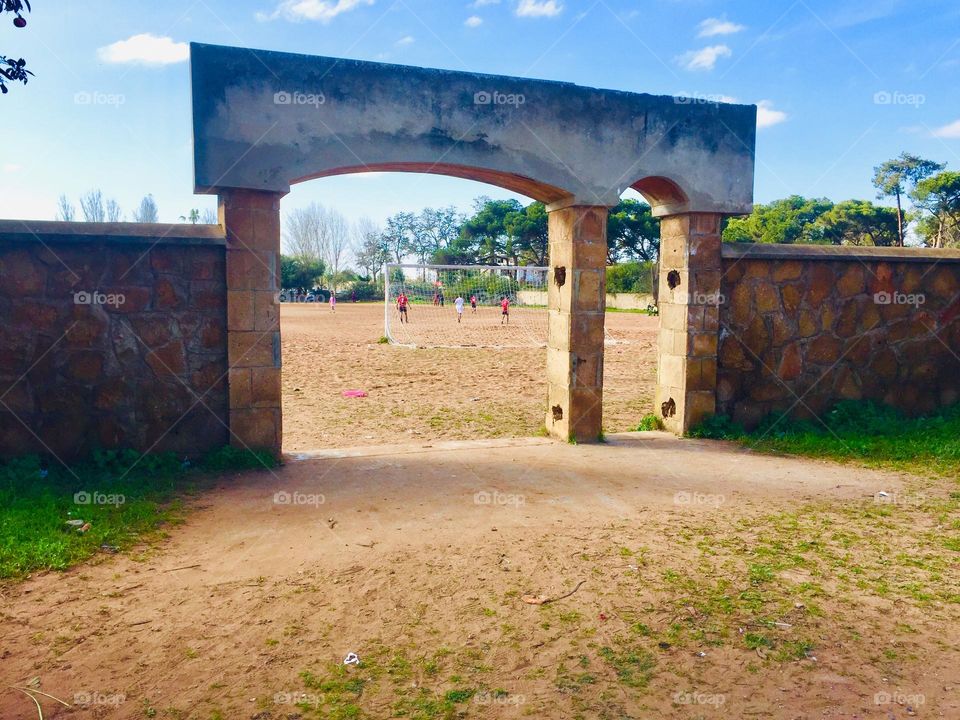 Gate of football field photo 
