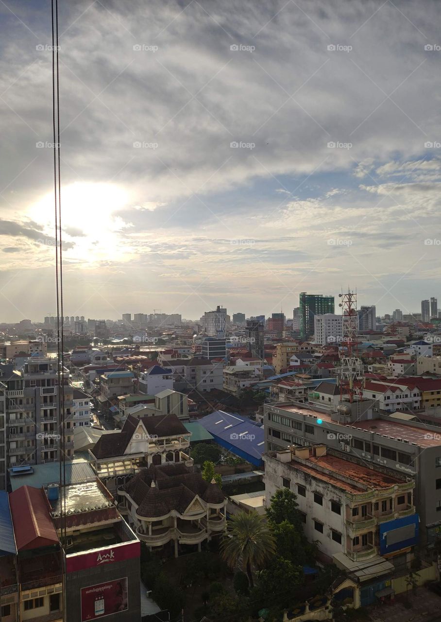 Cloudy sunny day in my neighborhood at Prampi Makara Phnom Penh Cambodia