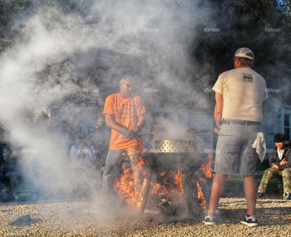 scene on making the traditional fish boil