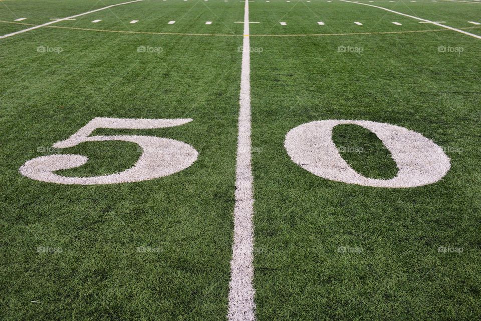 50 yard line on a football field