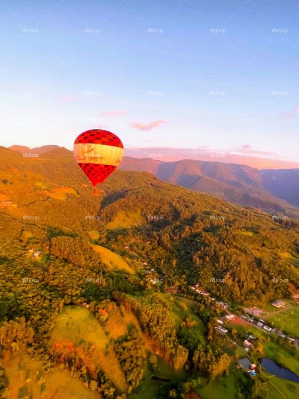 Balloon flight over the mountains