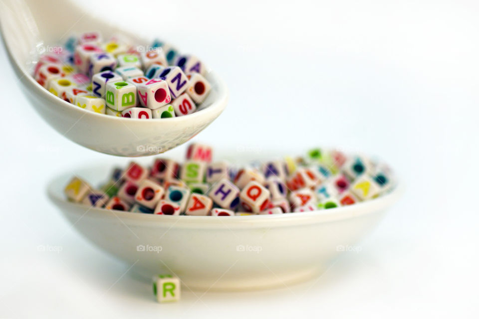 Alphabet Soup - Beads in a Bowl With Spoon