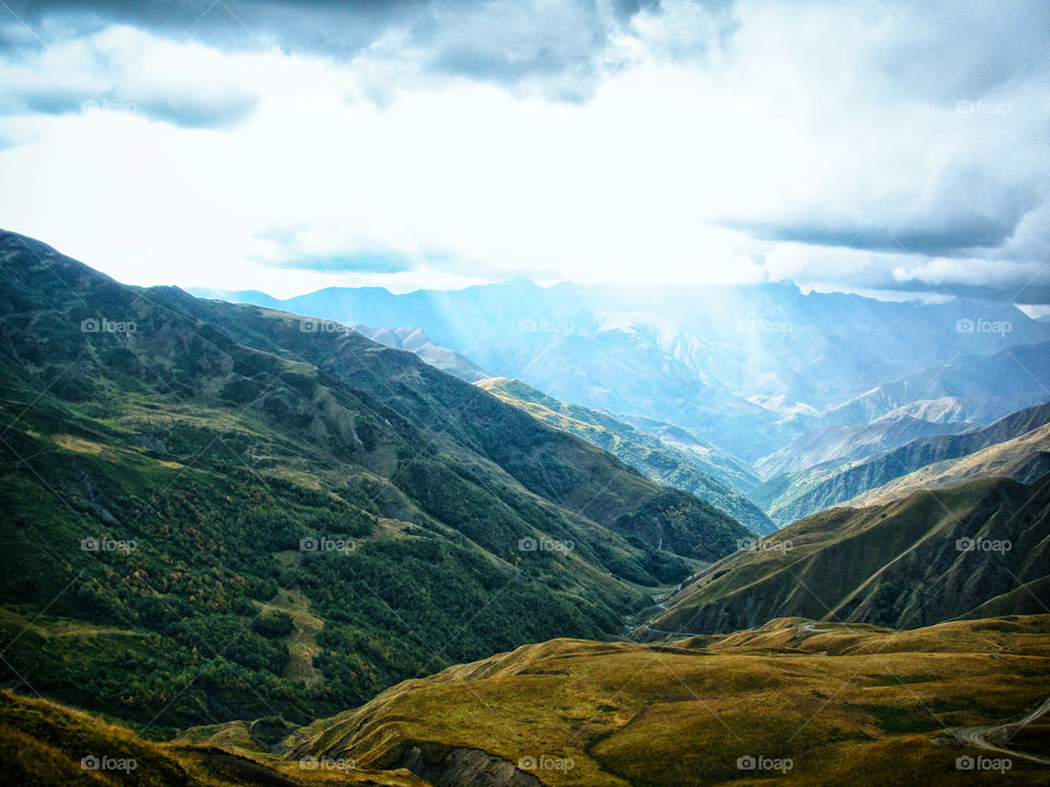 Scenic view of mountain range against sky