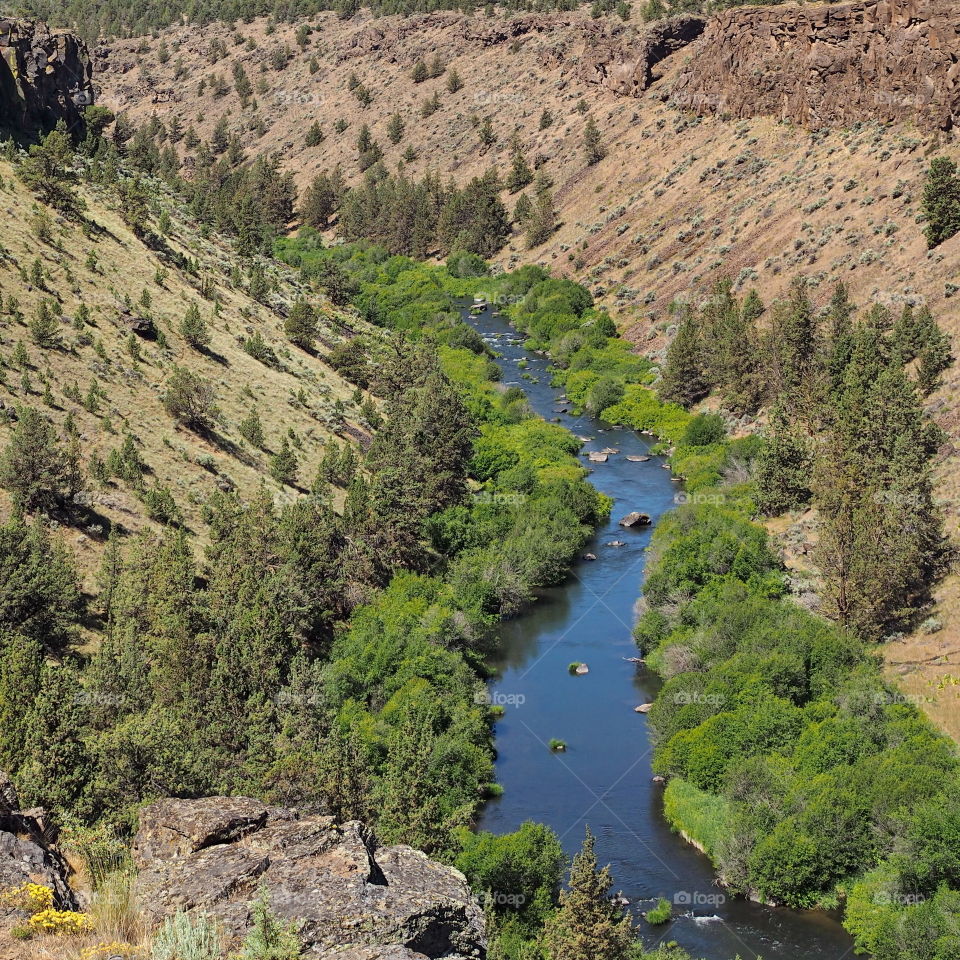 The Deschutes River winds through a canyon in Central Oregon