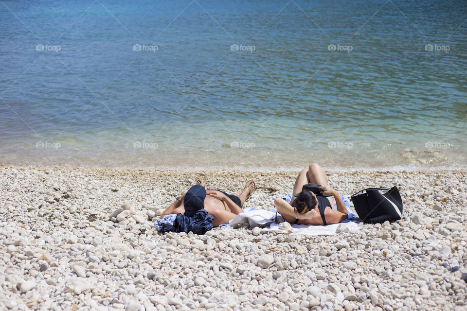 Couple on the beach. Common vacation. Relax time