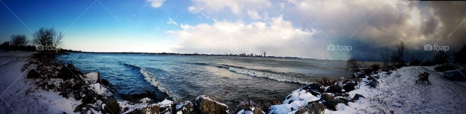The storm . A panoramic view of the first winter storm in Buffalo NY.