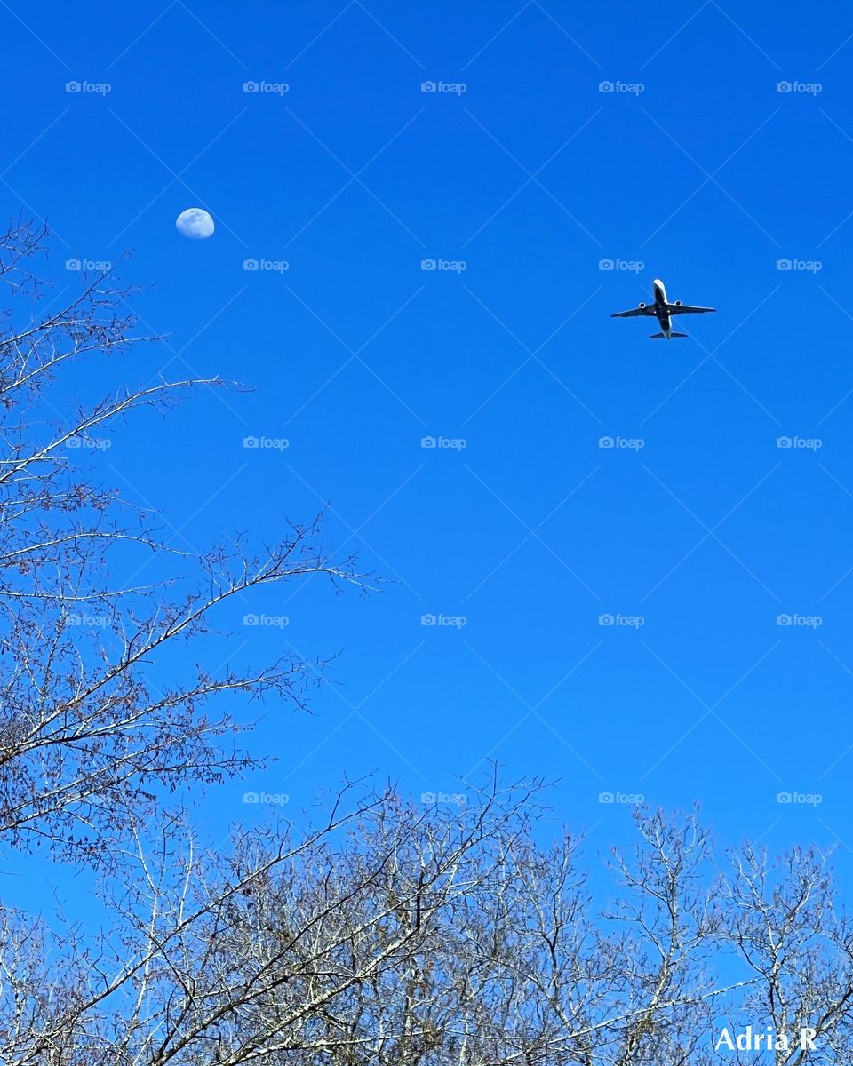Moon and airplane 