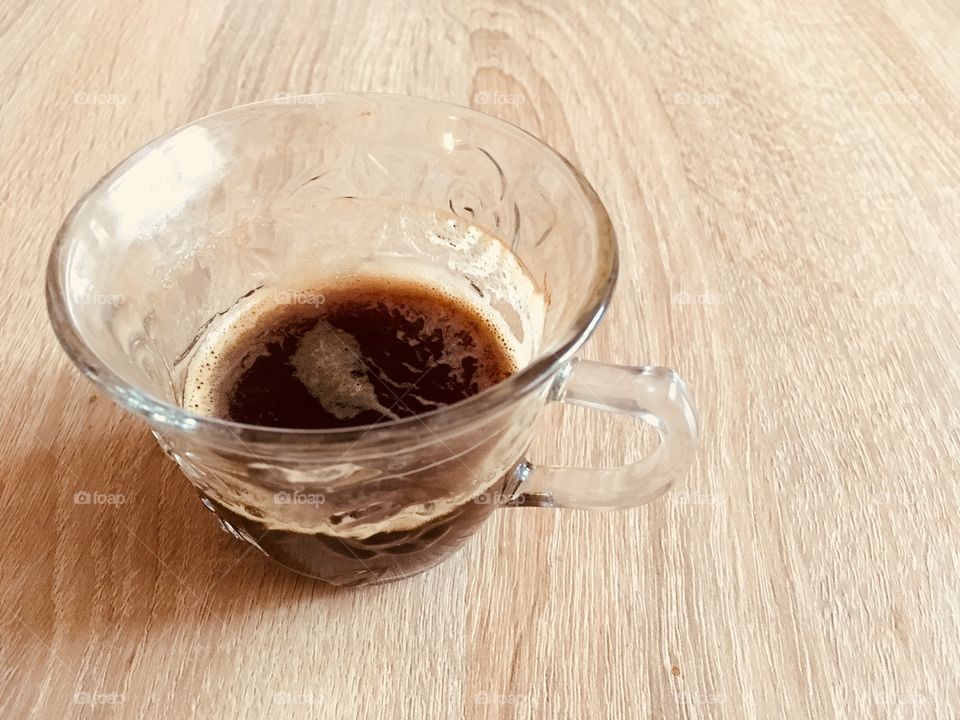 Coffee cup on wood table