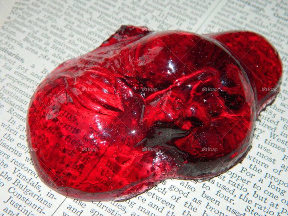 red art project on book page