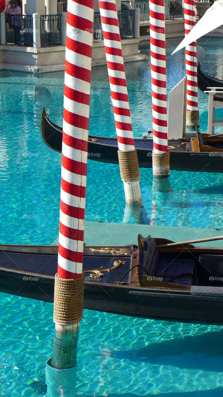 Venetian gondolas floating
