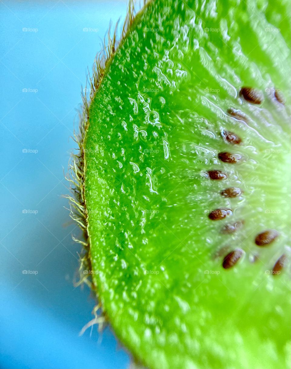 Green fruit kiwi in macro