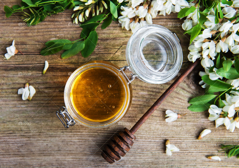 Honey and acacia flowers 