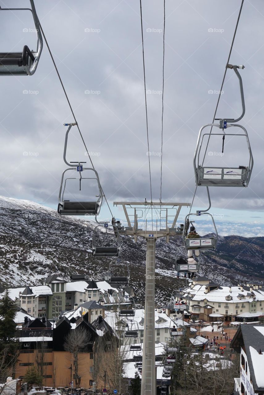 Panorama#cable#cars#town#snow