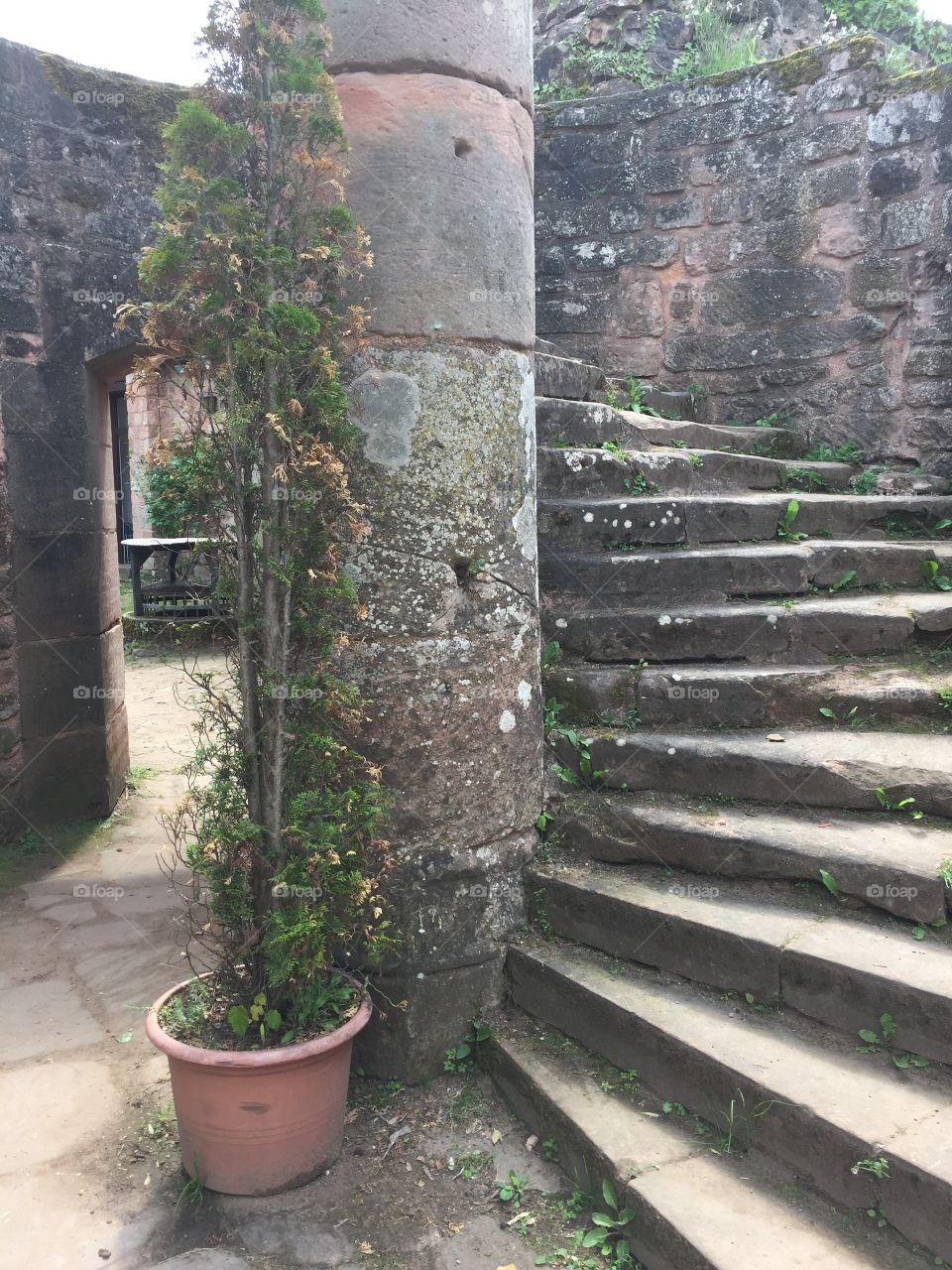 Stairs at Nanstein Castle in Landstuhl, Germany