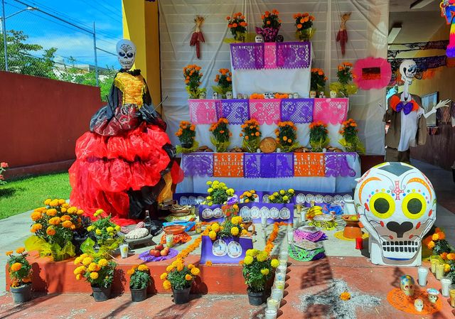 altar of the dead,colorful,cempasuchil,tradition,México,catrina, catrin,day of the dead,chinese paper