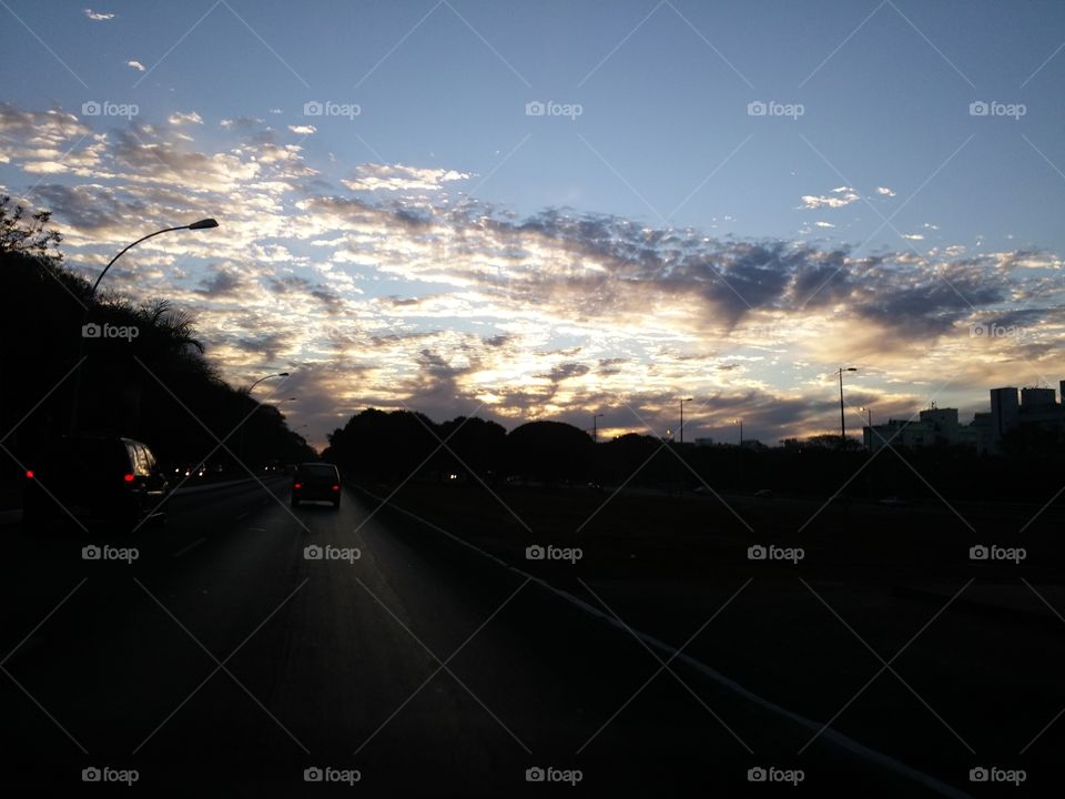Sunset, Street, Road, Light, Sky