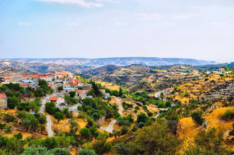 High angle view of Cyprus village