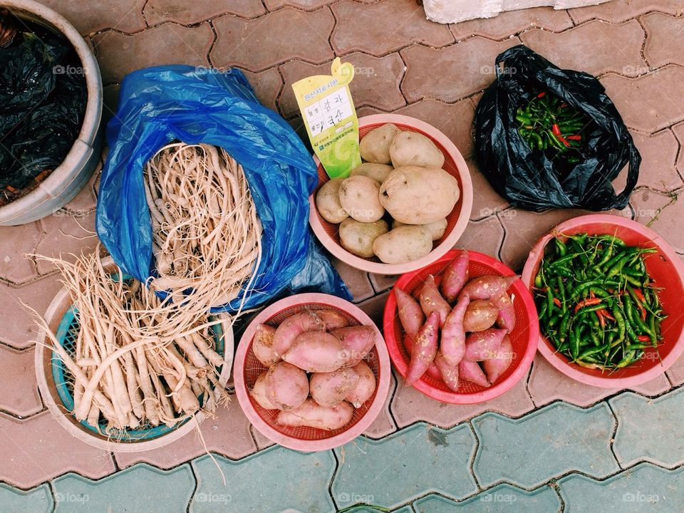 Korean crops for sale on the street