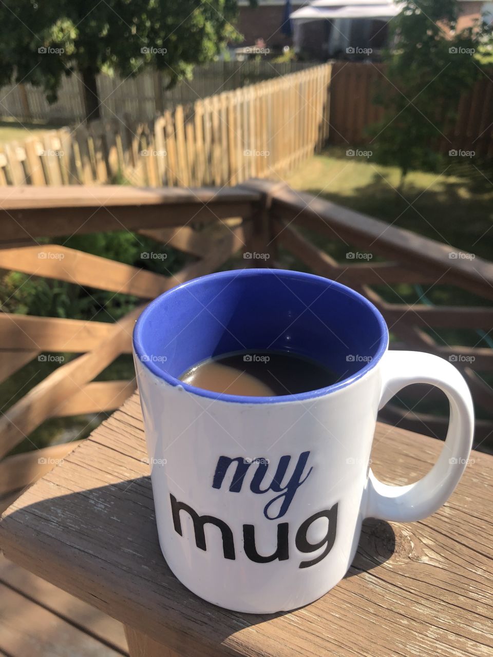 My Hot Cup Of Coffee Outside On The Deck!