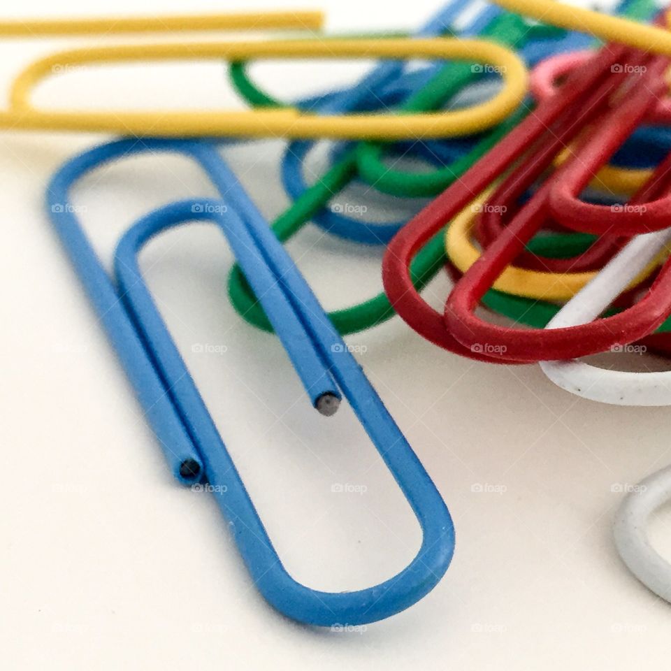 Macro colorful paper clips